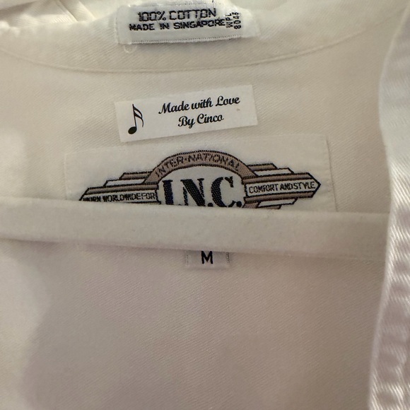 INC International Concepts White Shirt with Gold guitar with wings - Picture 3 of 3